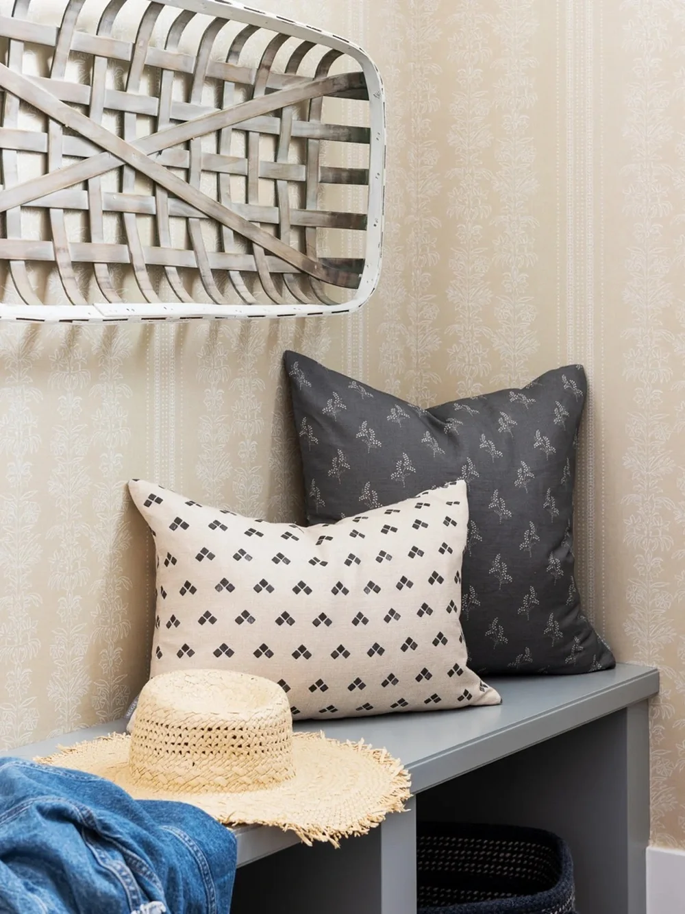 Demi Floral Stripe Beige Wallpaper McGee & Co